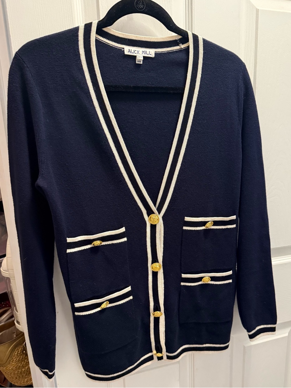 Alex Mill Navy Contrast Trim Cardigan